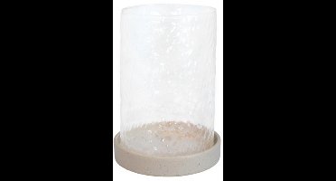 Leeff Lantern Lise – Lantaarns – Beige | Transparant – 17,5 x 24,5 CM – Glas en Keramiek