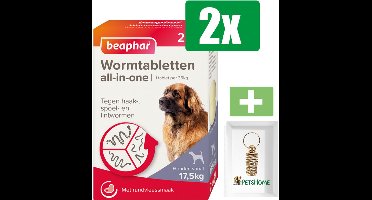 Beaphar Wormtablet All-In-One Hond - 17.5-70 KG - 2 Tabletten - 2 stuks - Inclusief PetsHome Goudkleurige Adreskoker