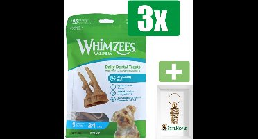 Whimzees Antler S - Kauwsnacks - Hond - 24st - 3 Zakken - Inclusief PetsHome Goudkleurige Adreskoker