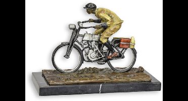 Bronzen beeld - Man op fiets - sculptuur - 16,8 cm hoog