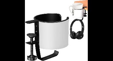 StayPowered 2-in-1 Hoofdtelefoon & Bekerhouder - Houd Je Bureau Georganiseerd - Eenvoudige Installatie - Antislip Design - Wit - Levering Sneller dan Aangegeven!