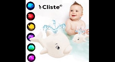 Cliste Mini de groot Badwalvis met Muziek en Lichts - Badspeelgoed - Wit - Lichtjes - Baby Speelgoed - Vis Spuit Water - Badspeeltjes - Voor in bad - Fish Spray Water - bad walvis - Waterspeelgoed - Speelgoed - Fish Bath Toy