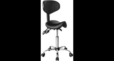ApexArte® Zadelkruk op Wielen - Kapperskruk Ergonomisch - Tabouret - Zwart