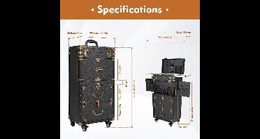 MzShop - Luxe Make-up koffer - Meisjes - Vrouwen - zwart - Nails - Hair