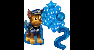 Paw Patrol Chase ballonnen pakket - 58x78cm - Folie Ballon - 2 jaar - Themafeest - Verjaardag - Ballonnen - Versiering - Helium ballon