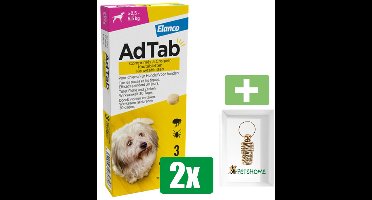 Adtab Kauwtablet Hond - 2,5 tot 5,5 KG - 3 Tabletten - Inclusief PetsHome Goudkleurige Adreskoker