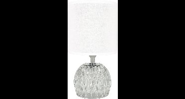 ZEFIR - Tafellamp - Nachtlamp - Textiel - Glas- Wit - E14 Fitting