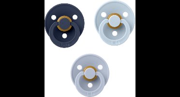 Bibs fopspeen 0-6 maand set 3 stuks Dusty Blue,Dark Denim,Sky Blue maat 1