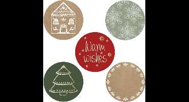 Kerststickers – 500 Stuks – 40 mm Rond – Feestelijke Decoratie