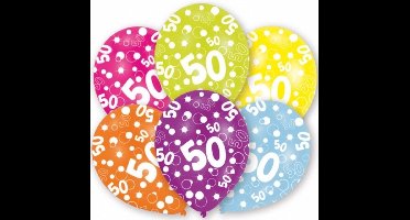 50 jaar Ballonen - 12x stuks - Abraham & Sarah - verjaardag versiering - gekleurd