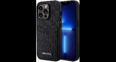 Karl Lagerfeld Saffiano Monogram Card Slot Back Case - Apple iPhone 13 Pro (6.1") - Zwart