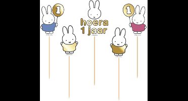 Haza Original Caketopper Nijntje 1 Jaar 14 Cm Papier 5 Stuks