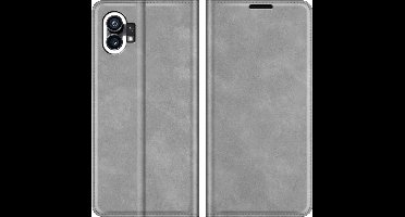 Just in Case hoesje geschikt voor Nothing Phone (1) - Hoesje met Pasjeshouder - Luxe Book Case - Grijs