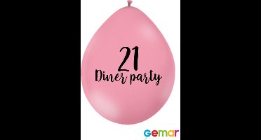 Ballonnen 21 Diner Pink met opdruk Zwart (lucht)