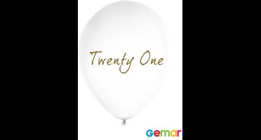 Ballonnen Twenty One Wit met opdruk Goud (helium)