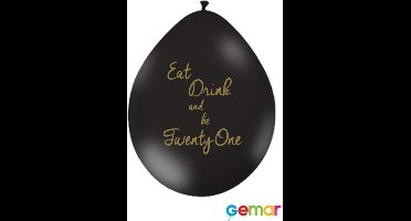 Ballonnen Eat drink and be 21 Zwart met opdruk Goud (lucht)