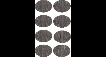 Krumble Placemats - Set van 8 - Ovaal - Placemats - Placemat - Onderlegger - Onderzetter - Grijs - PVC - 32 x 45 cm