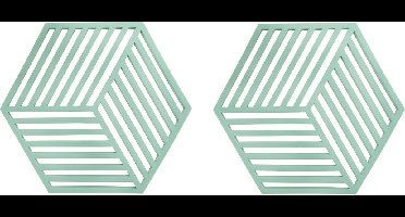 Krumble Pannenonderzetter Hexagon - Set van 2 - Pan onderzetter - Pannen onderzetter - Pannenrooster - Pannenonderzetter siliconen - Hittebestendig - Groen - 16 x 14 cm