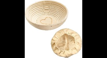 Westmark rijsmandenset, 2 stuks, rijsmand rond + overtrek, met hart, rotan/katoen, lichtbeige/beige, 3236227B