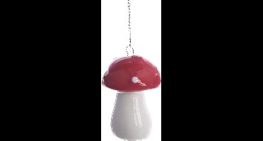 Decoris Kerstboomversiering rode/witte paddenstoelen 4 cm type 1