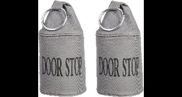 Canvas deurstopper grijs - 2x - met ring -H15 cm - Deur vastzetter - Deurstop 2,7 kg