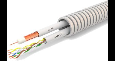 Flexibele Buis met CAT6 + Coax - Voorbedrade Flexbuis - 1x UTP CAT6 U/UTP + 1x Coax Kabel - 20mm - 100 Meter