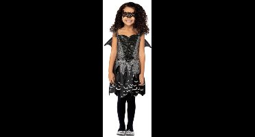 Smiffys - Dark Bat Fairy Kinder Kostuum - Kids tm 6 jaar - Zwart/Zilverkleurig
