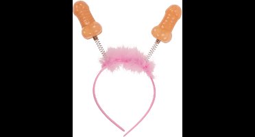 Out of the Blue Diadeem/tiara met piemels - roze - vrijgezellenfeest - Bachelor/Bachelorette party