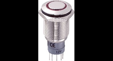 TRU COMPONENTS 701778 LAS2GQF-11ZE/R/12V/N/P Vandalismebestendige drukschakelaar 250 V/AC 3 A 1x aan/aan Continu Rood I