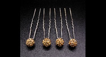 Haarpinnen strassbal goud