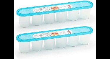 PlasticForte Grote ijsblokjes/ijsklontjes vormen - 2x - met deksel - ijsblauw - 30 x 6 cm - XXL