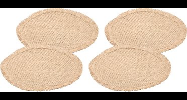 Chaks Placemats - 6x - D38 cm - gevlochten - beige - bohemian style