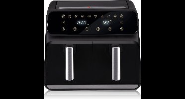 alpina Dubbele Airfryer XL 8L - Heteluchtfriteuse voor 4 tot 8 Personen - Inhoud 2x4L - Digitaal Display - Air Fryer 1700 W - Sync Finish Functie - Zwart