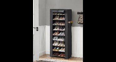 Schoenenrek met 10 niveaus schoenenkast schoenenrek 160 x 58 x 28 cm voor ca. 27 paar schoenen,Groot, zwart