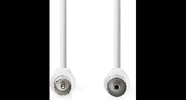 Nedis Coaxkabel - IEC (Coax) Male - IEC (Coax) Female - Vernikkeld - 90 dB - 75 Ohm - Dubbel Afgeschermd - 10.0 m - Rond - PVC - Wit - Label