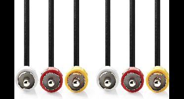 Nedis Composiet Videokabel - 3x RCA Male - 3x RCA Male - Vernikkeld - 480p - 2.00 m - Rond - PVC - Zwart - Label