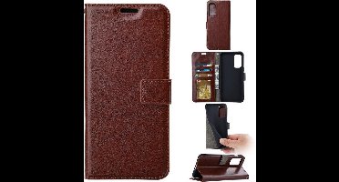 LuxeBass Boekhoesje geschikt voor iPhone 13 Pro - Bruin - telefoonhoes - gsm hoes - telefoonhoesjes
