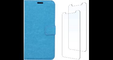 LuxeBass Oppo A5 / Oppo A9 hoesje book case Turquoise met tempered glas screen Protector - telefoonhoes - gsm hoes - telefoonhoesjes