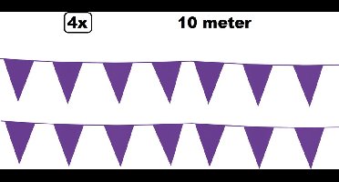 4x vlaggenlijn paars 10 meter - Festival thema feest party verjaardag gala jubileum