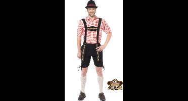 Partychimp Voordelige Korte Lederhose Man Johann Oktoberfest Heren Lederhosen Man Carnavalskleding Heren Carnaval - Maat S - Zwart - Polyester