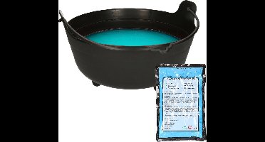 Halloween heksenketel/kookpot met heksensoep - 28 cm - incl. kleurpoeder blauw