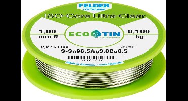Felder ISO-Core Ultra Clear SAC305 Soldeertin Spoel Sn96,5Ag3Cu0,5 0.100 kg 1 mm