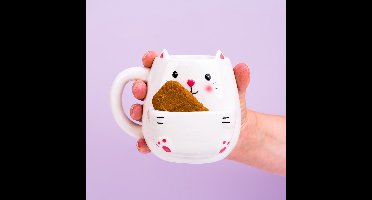 Keramische Kattenmok – 450 ml – Met Koekjesvak – Cadeau voor Kattenliefhebbers