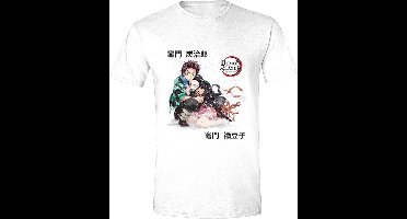 PCMerch Demon Slayer: Kimetsu no Yaiba - Tanjiro / Nezuko Heren T-shirt - XL - Wit