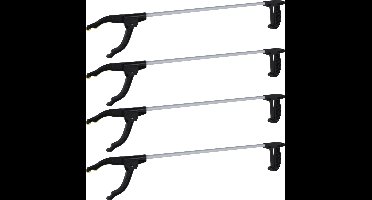 FX Tools Afvalgrijper/grijptang - 4x - grijs - 76 cm - aluminium/kunststof - grip kaak