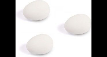 Budget Rubber Nest-eieren - 3 stuks - wit - 56mm - nest aanduiding en je kippen zijn sneller broeds - Stevig - Niet breekbaar - Lange levensduur