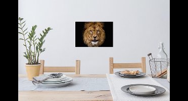 Muurstickers - Sticker Folie - Leeuw - Portret - Zwart - Dieren - 30x20 cm - Plakfolie - Muurstickers Kinderkamer - Zelfklevend Behang - Zelfklevend behangpapier - Stickerfolie