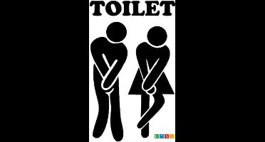 WC-Sticker - Hoge Nood Silhouetten Man & Vrouw | - van Heble® -