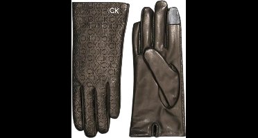 Calvin Klein Re-Lock Leather Gloves Dames - Zwart - Maat M/L