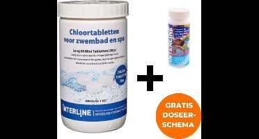 Interline Chloortabletten 20 gram 1 kg - Inclusief 25 pH & chloor teststrips - Chloortabletten voor zwembad en jacuzzi - Chloor 20 gram - Inclusief gratis doseerschema